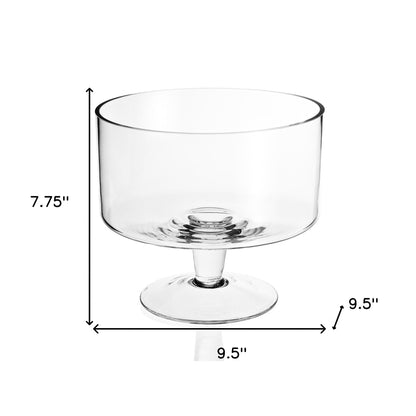 Clear Mouth Blown Crystal Round Trifle Bowl
