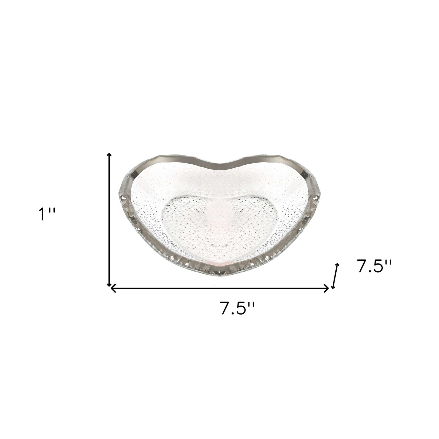 Mouth Blown Seeded Glass Heart Plate w/ Silver Rim
