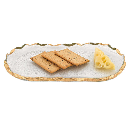 Glass Oval Edge Gold Leaf Platter