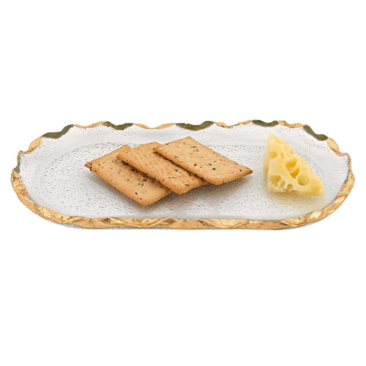 Glass Oval Edge Gold Leaf Platter