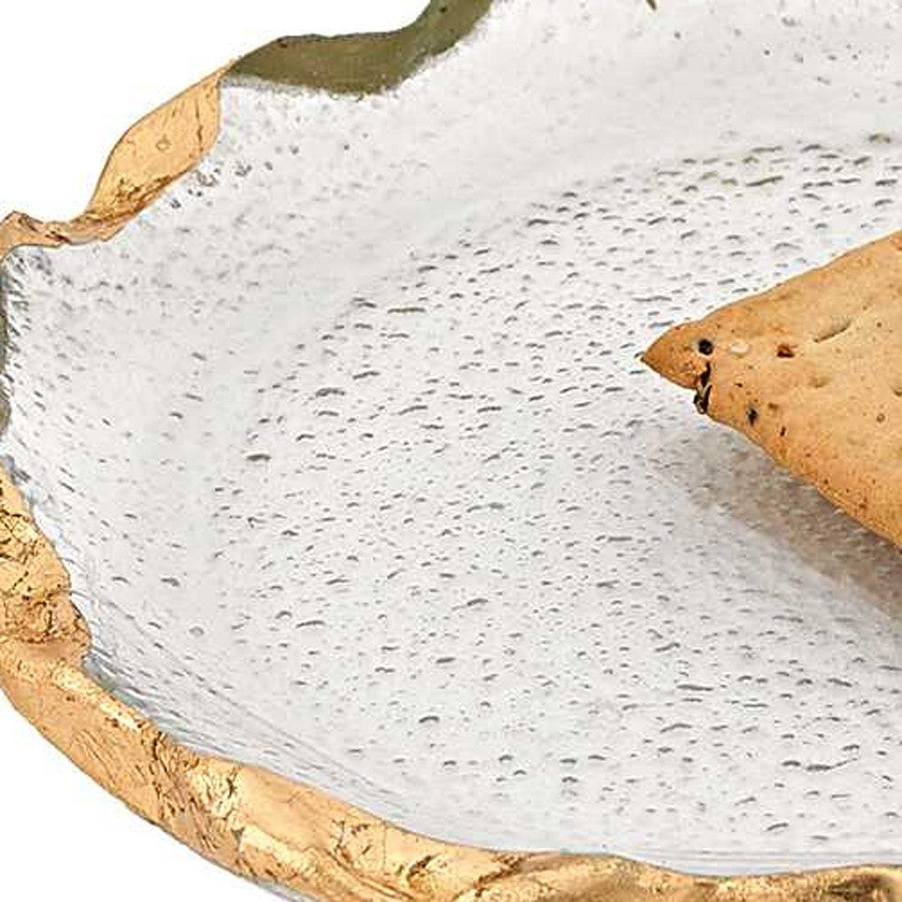 Glass Oval Edge Gold Leaf Platter