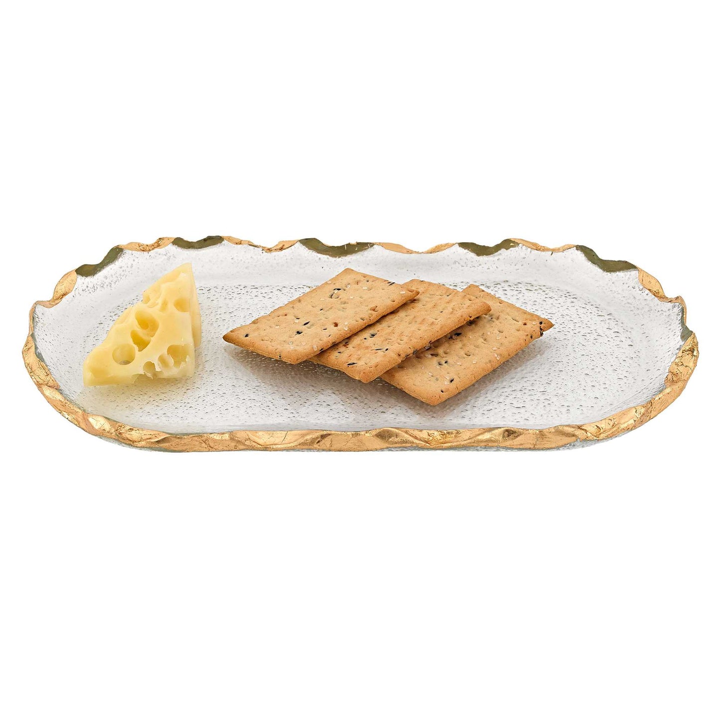 Glass Oval Edge Gold Leaf Platter