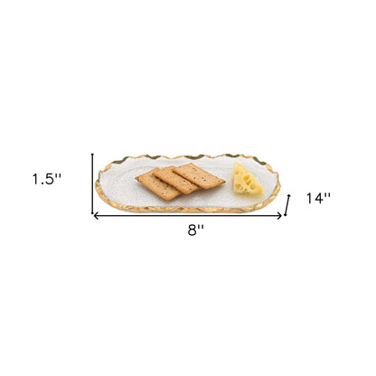 Glass Oval Edge Gold Leaf Platter