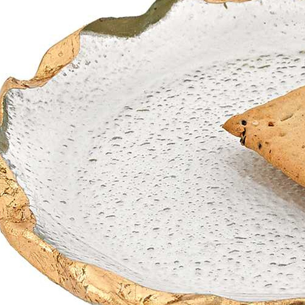 Glass Oval Edge Gold Leaf Platter