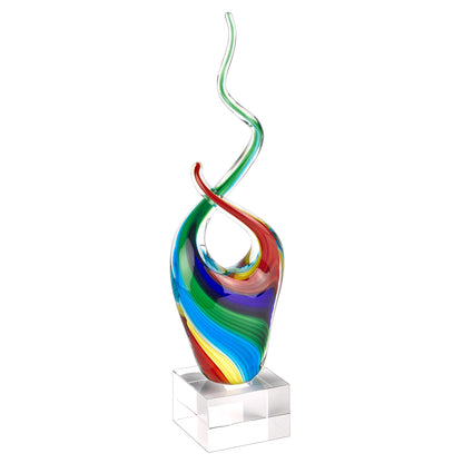 Clear Red Blue Yellow Murano Glass Modern Abstract Tabletop Sculpture