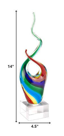 Clear Red Blue Yellow Murano Glass Modern Abstract Tabletop Sculpture