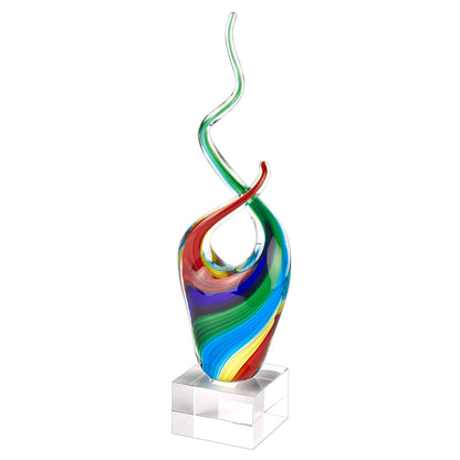 Clear Red Blue Yellow Murano Glass Modern Abstract Tabletop Sculpture