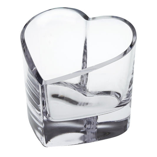 Clear Mouth Blown European Crystal Heart Bowl