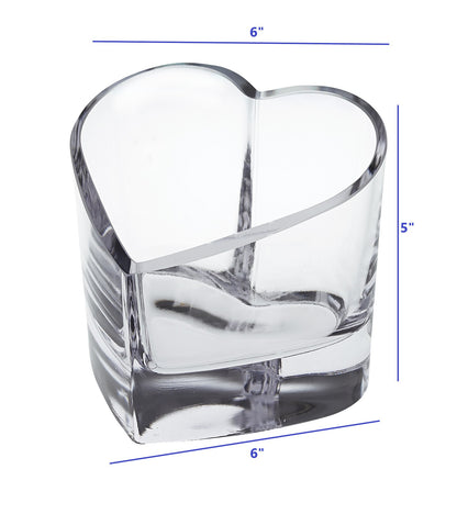Clear Mouth Blown European Crystal Heart Bowl