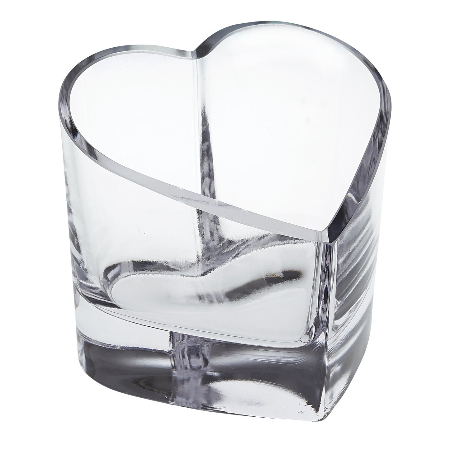Clear Mouth Blown European Crystal Heart Bowl