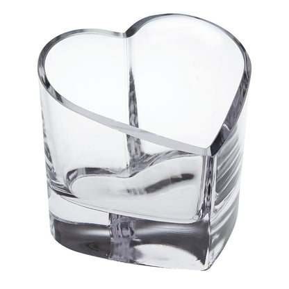 Clear Mouth Blown European Crystal Heart Bowl