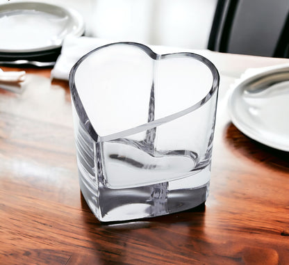 Clear Mouth Blown European Crystal Heart Bowl