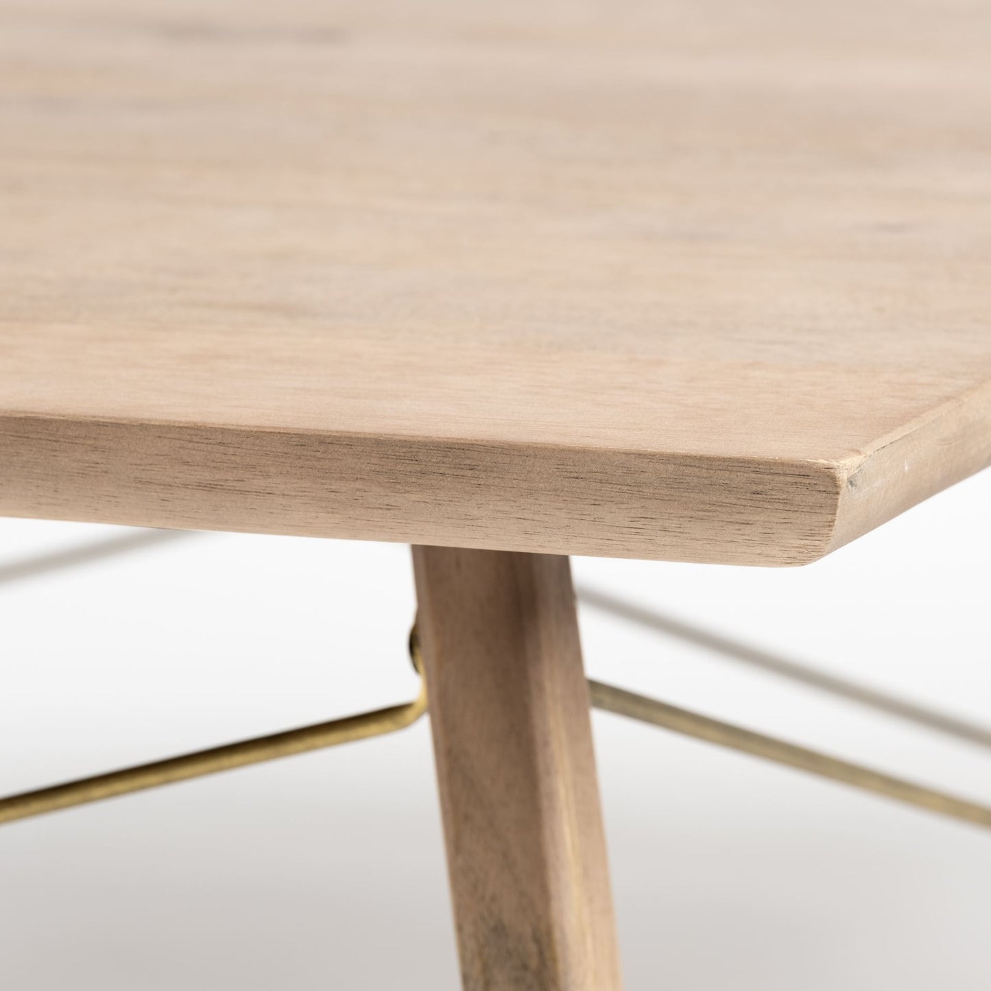 Brown & Black Solid Wood & Metal Square Coffee Table