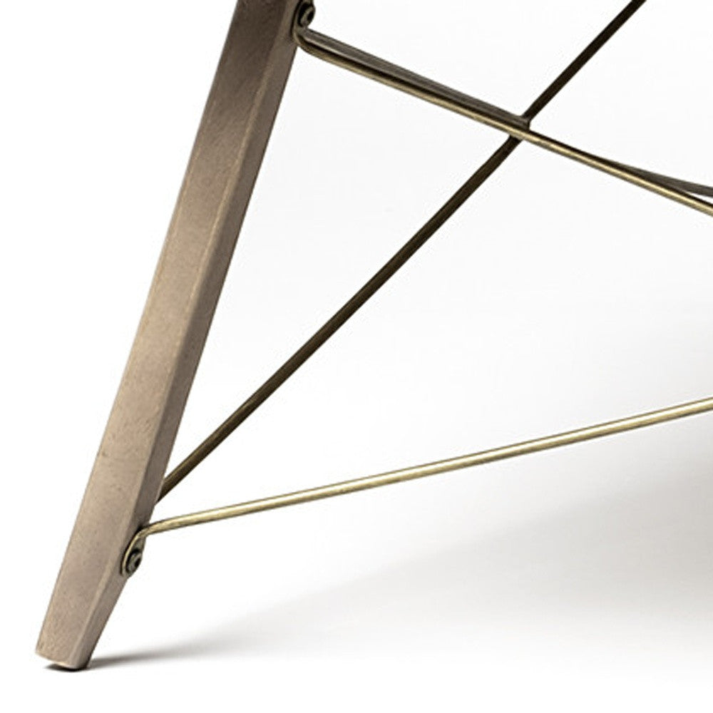 Brown & Black Solid Wood & Metal Square Coffee Table