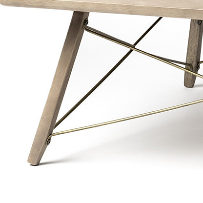 Brown & Black Solid Wood & Metal Square Coffee Table