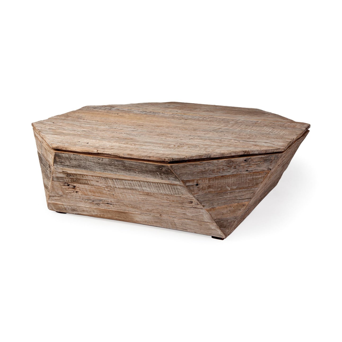 Natural Octagon Distressed Lift Top Coffee Table