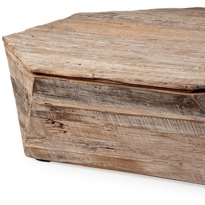 Natural Octagon Distressed Lift Top Coffee Table