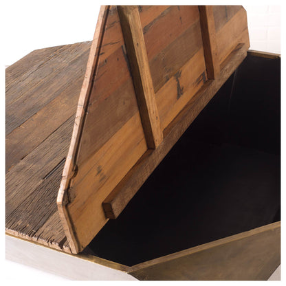 Natural Solid Wood Octagon Distressed Lift Top Abstract Coffee Table image 9