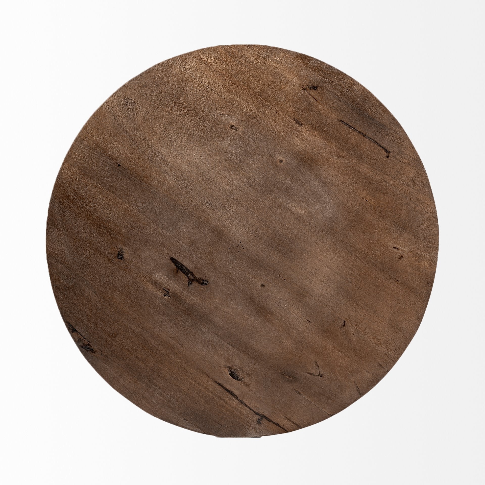 Brown & Black Solid Wood & Metal Round Coffee Table image 4