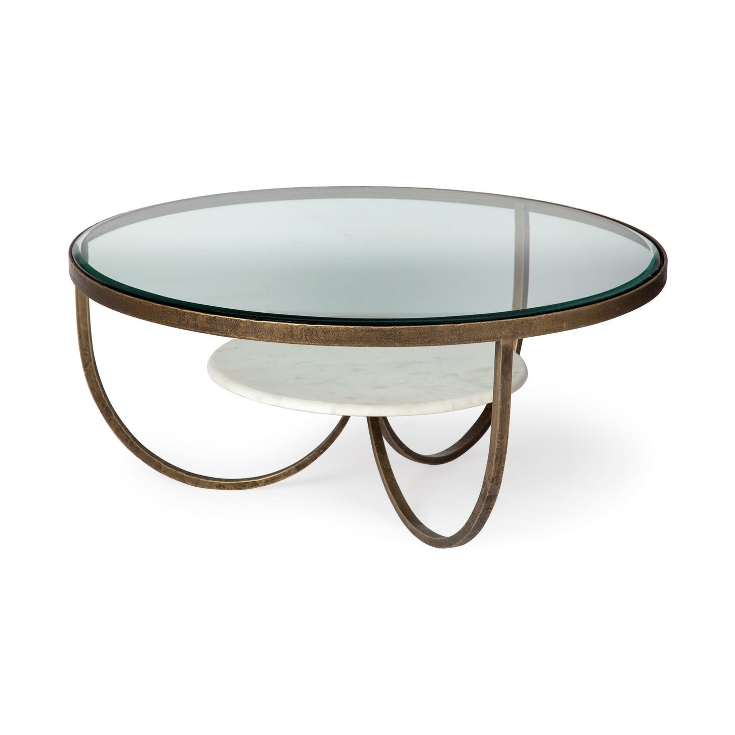 Gold & Brown Round Coffee Table