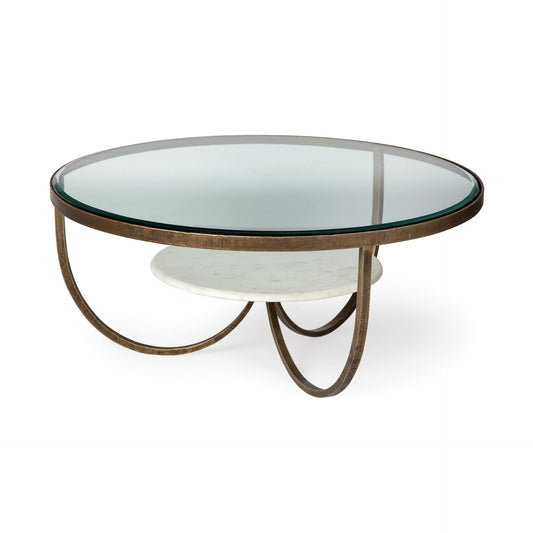 Gold & Brown Round Coffee Table