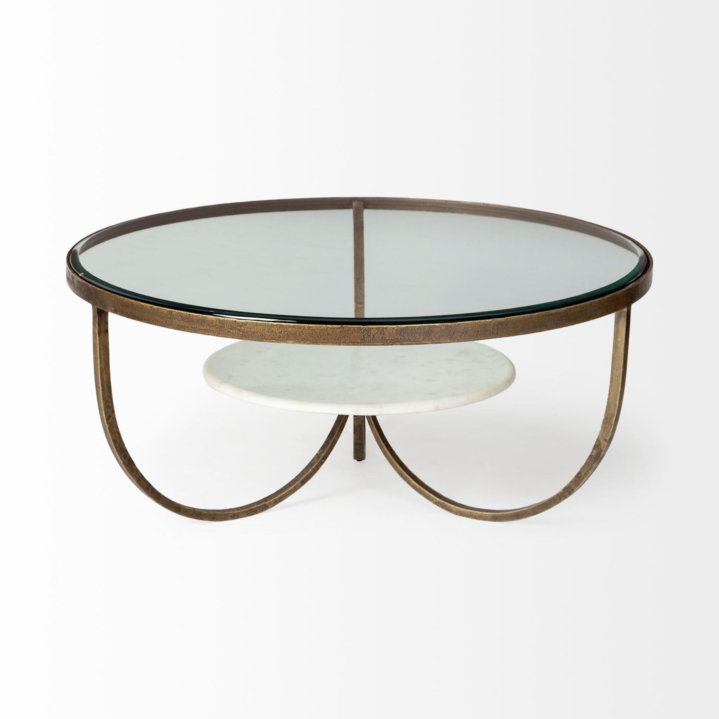 Gold & Brown Round Coffee Table