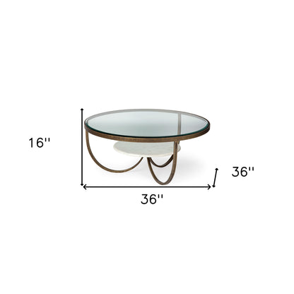 Gold & Brown Round Coffee Table