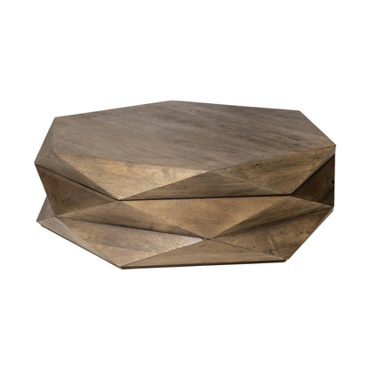 Brown Wood Hexagon Coffee Table image 2