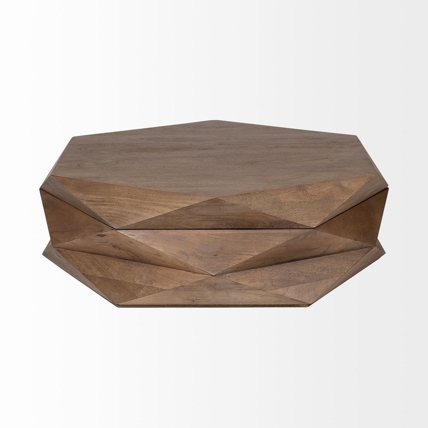Brown Wood Hexagon Coffee Table image 3