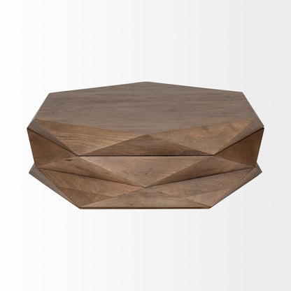 Brown Wood Hexagon Coffee Table image 3
