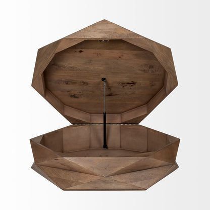 Brown Wood Hexagon Coffee Table image 4