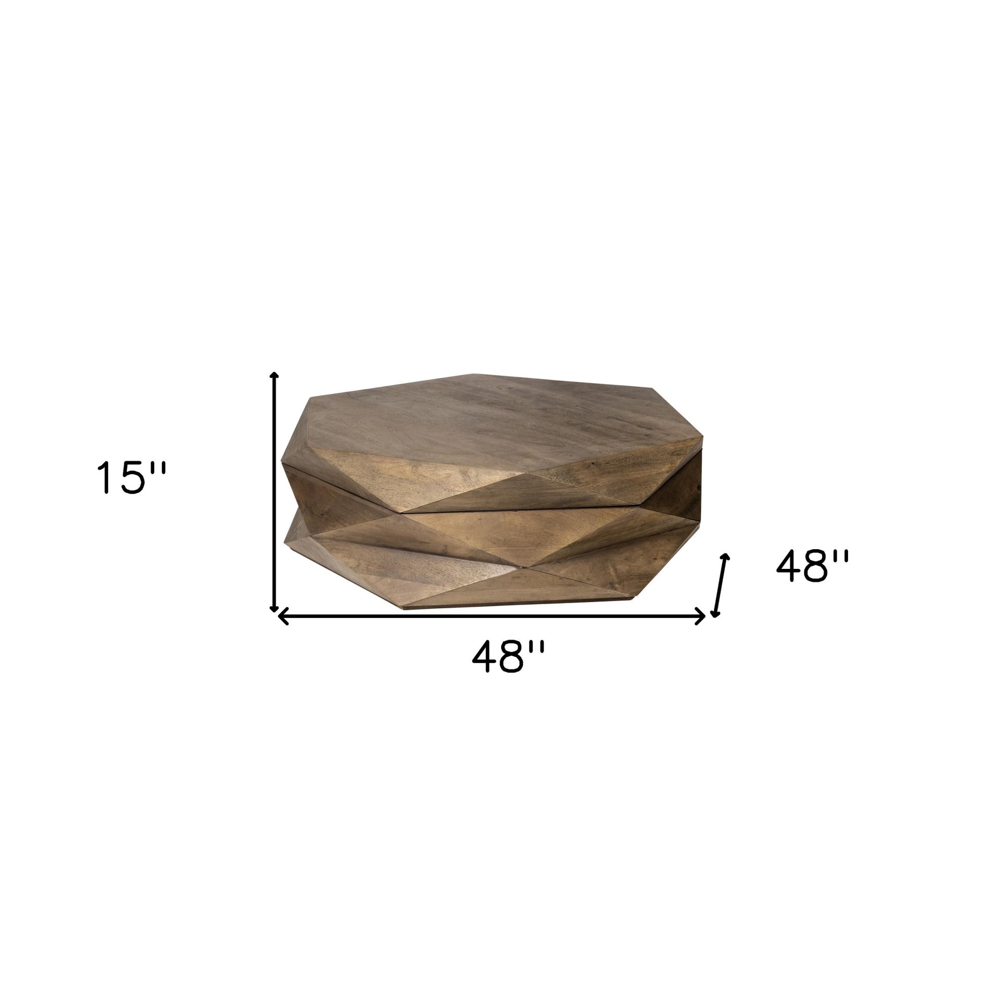 Brown Wood Hexagon Coffee Table image 9