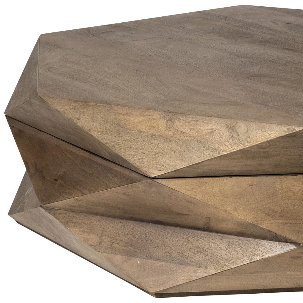 Brown Wood Hexagon Coffee Table image 6