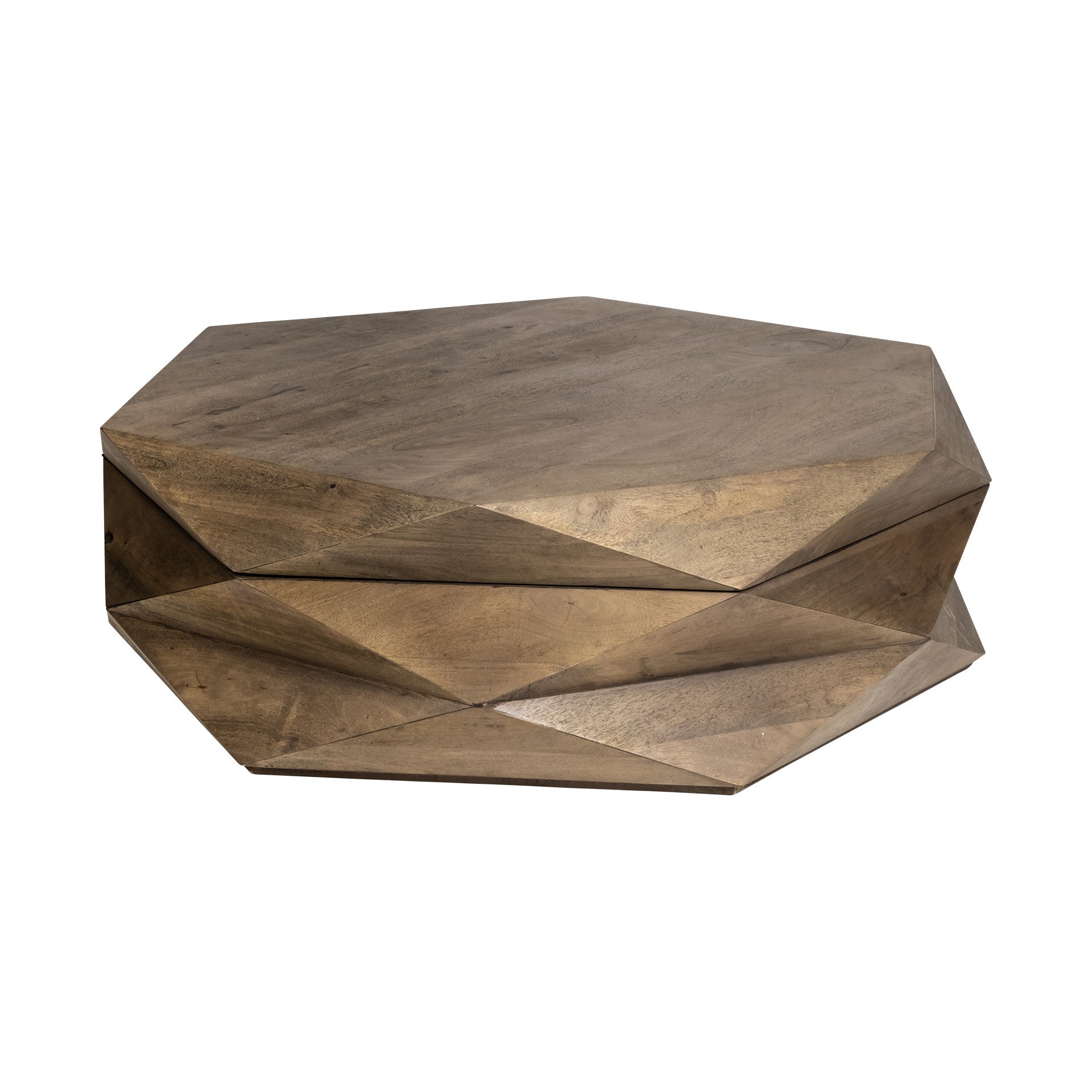 Brown Wood Hexagon Coffee Table image 7