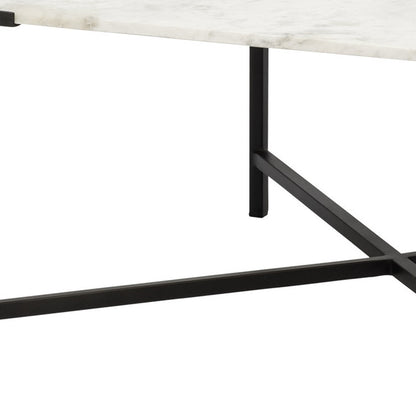 Black & White Genuine Marble & Metal Square Cross Legs Coffee Table image 3