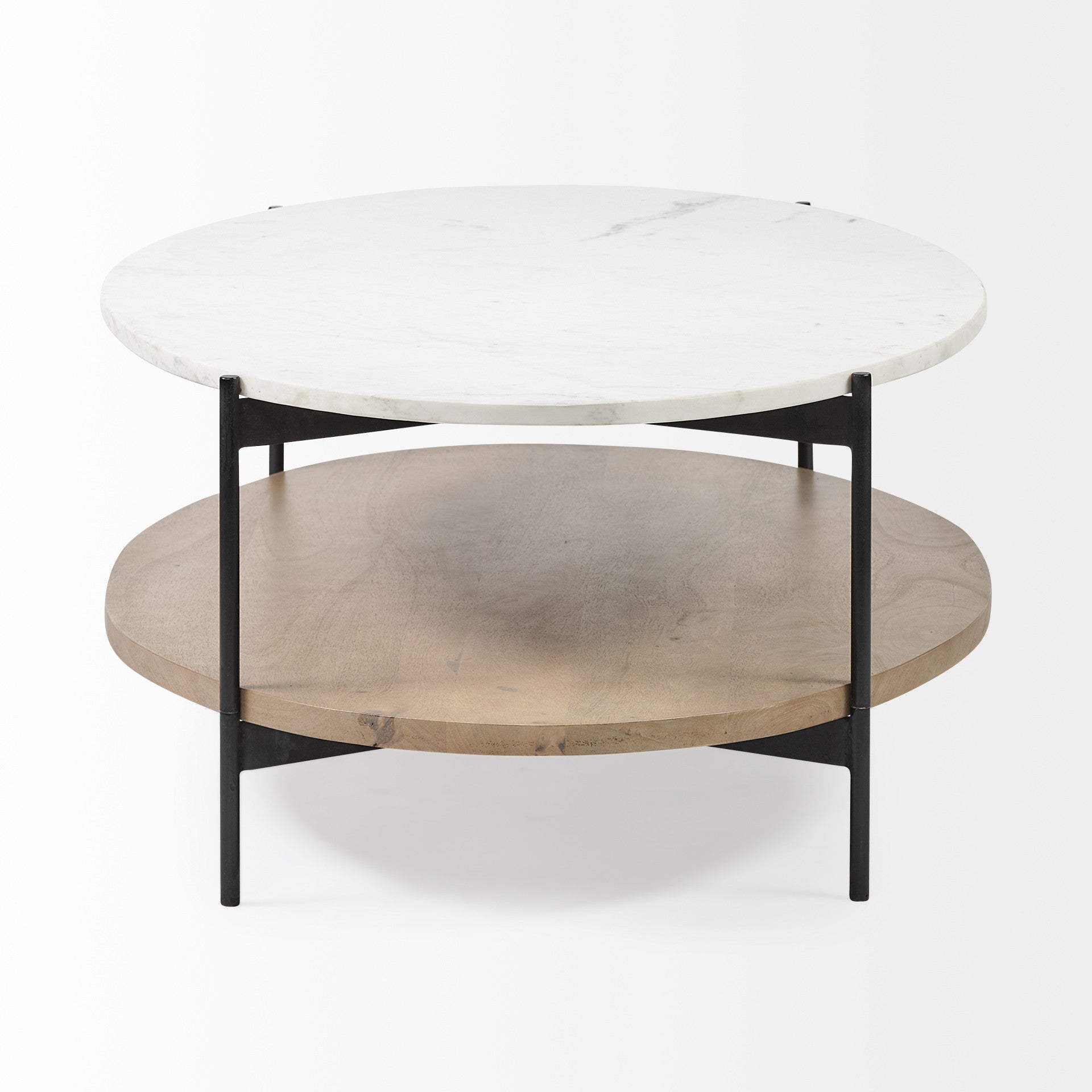 Brown & Black Genuine Marble & Metal Oval Coffee Table w/ Shelf image 4