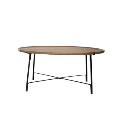 Set of 2 Brown & Black Solid Wood & Iron Round Nested Coffee Tables image 3