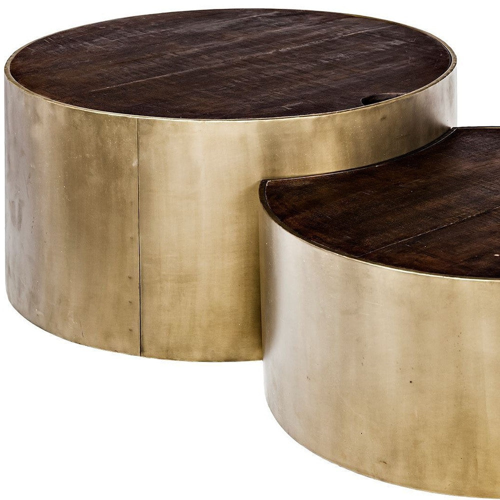 Brown Wood Round Nested Coffee Tables image 5