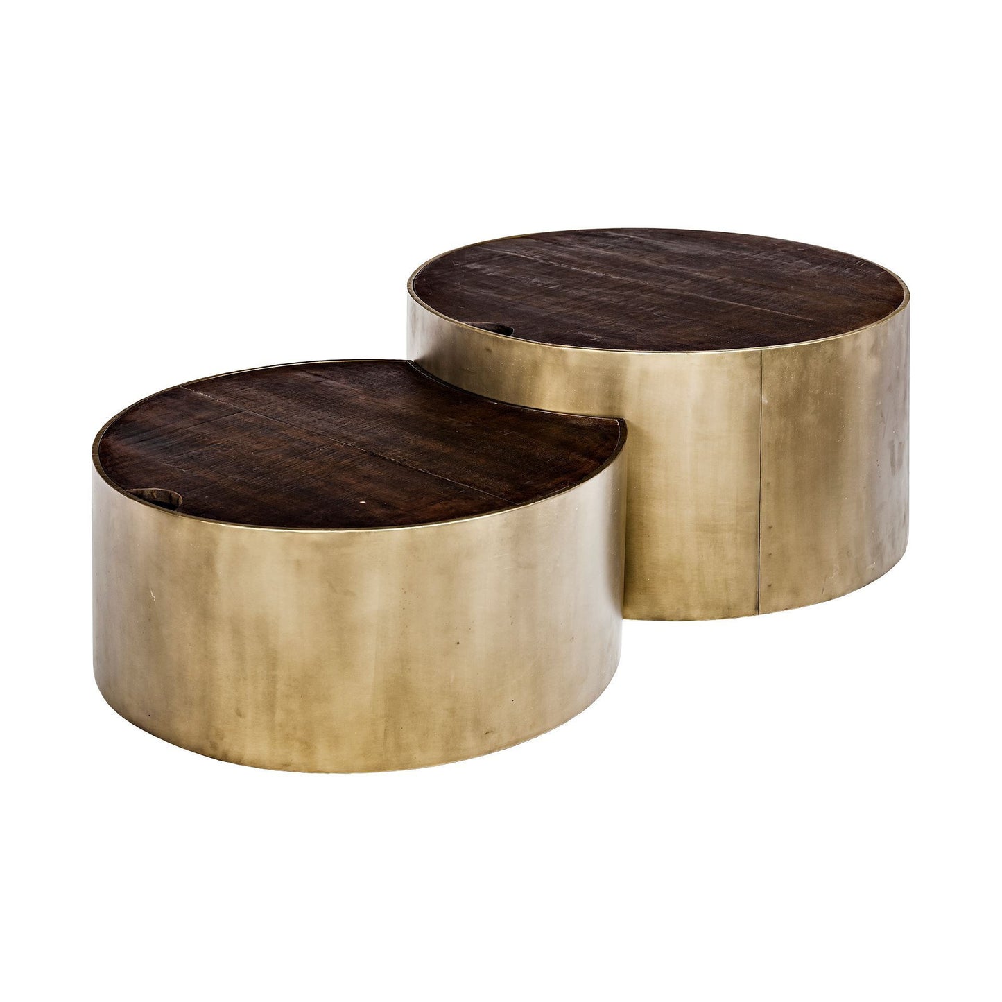 Brown Wood Round Nested Coffee Tables image 2