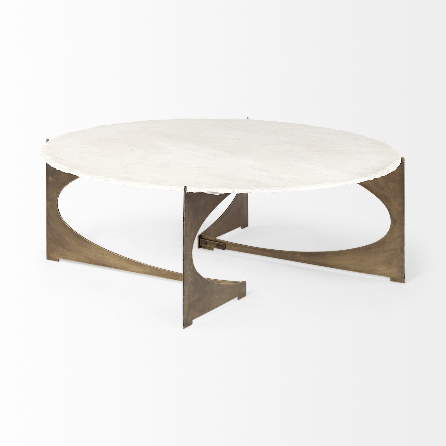Round White Marble Top Gold & Metal Base Coffee Table image 7