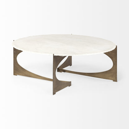 Round White Marble Top Gold & Metal Base Coffee Table image 7
