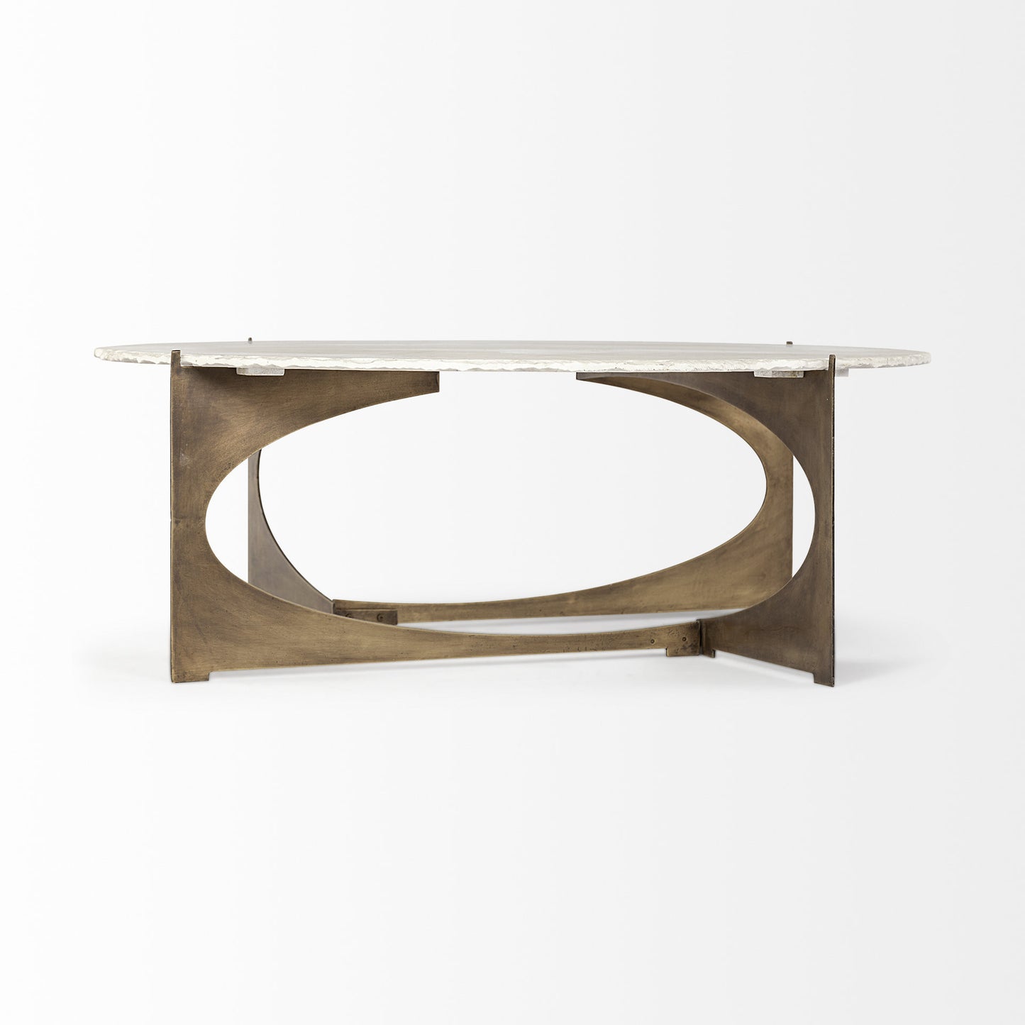 Round White Marble Top Gold & Metal Base Coffee Table image 5