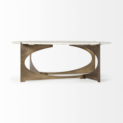 Round White Marble Top Gold & Metal Base Coffee Table image 5
