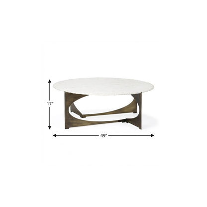 Round White Marble Top Gold & Metal Base Coffee Table image 9