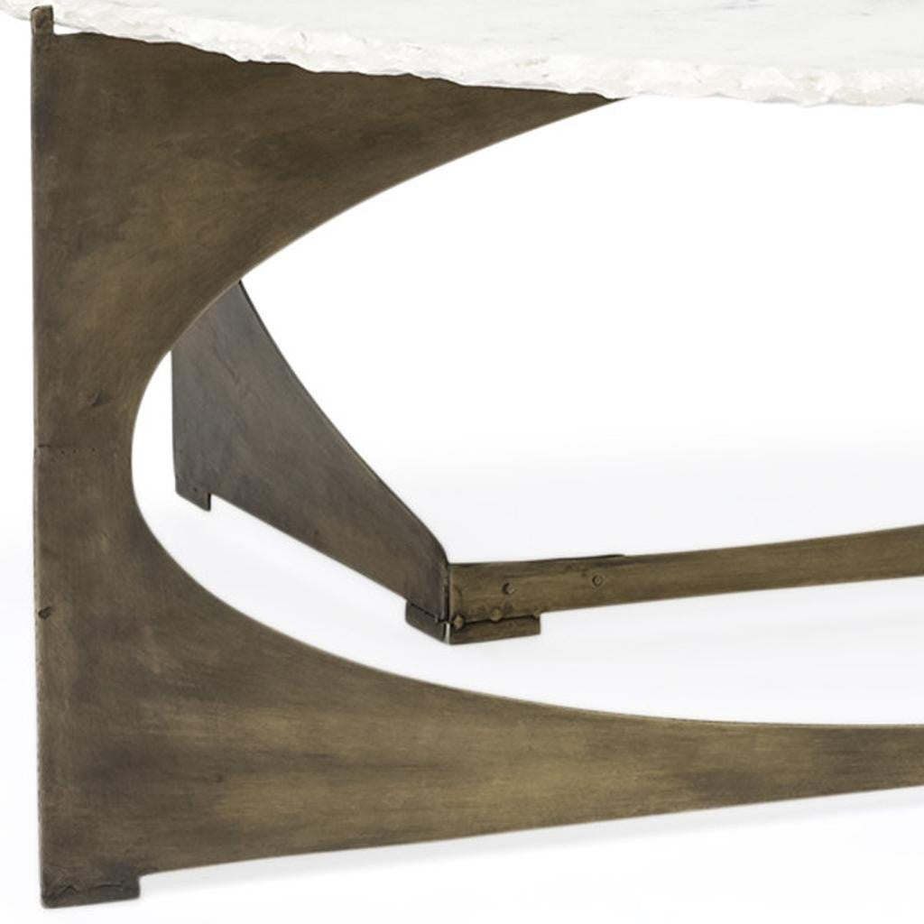Round White Marble Top Gold & Metal Base Coffee Table image 8