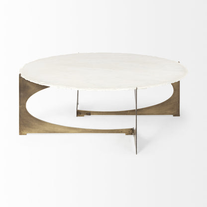 Round White Marble Top Gold & Metal Base Coffee Table image 4