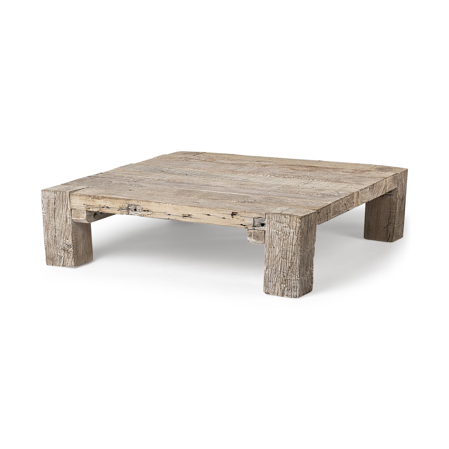 Natural Wood Distressed Coffee Table image 3