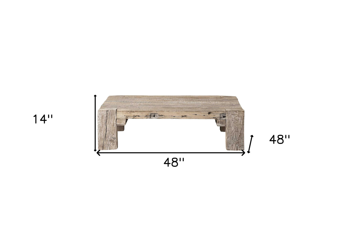 Natural Wood Distressed Coffee Table image 7