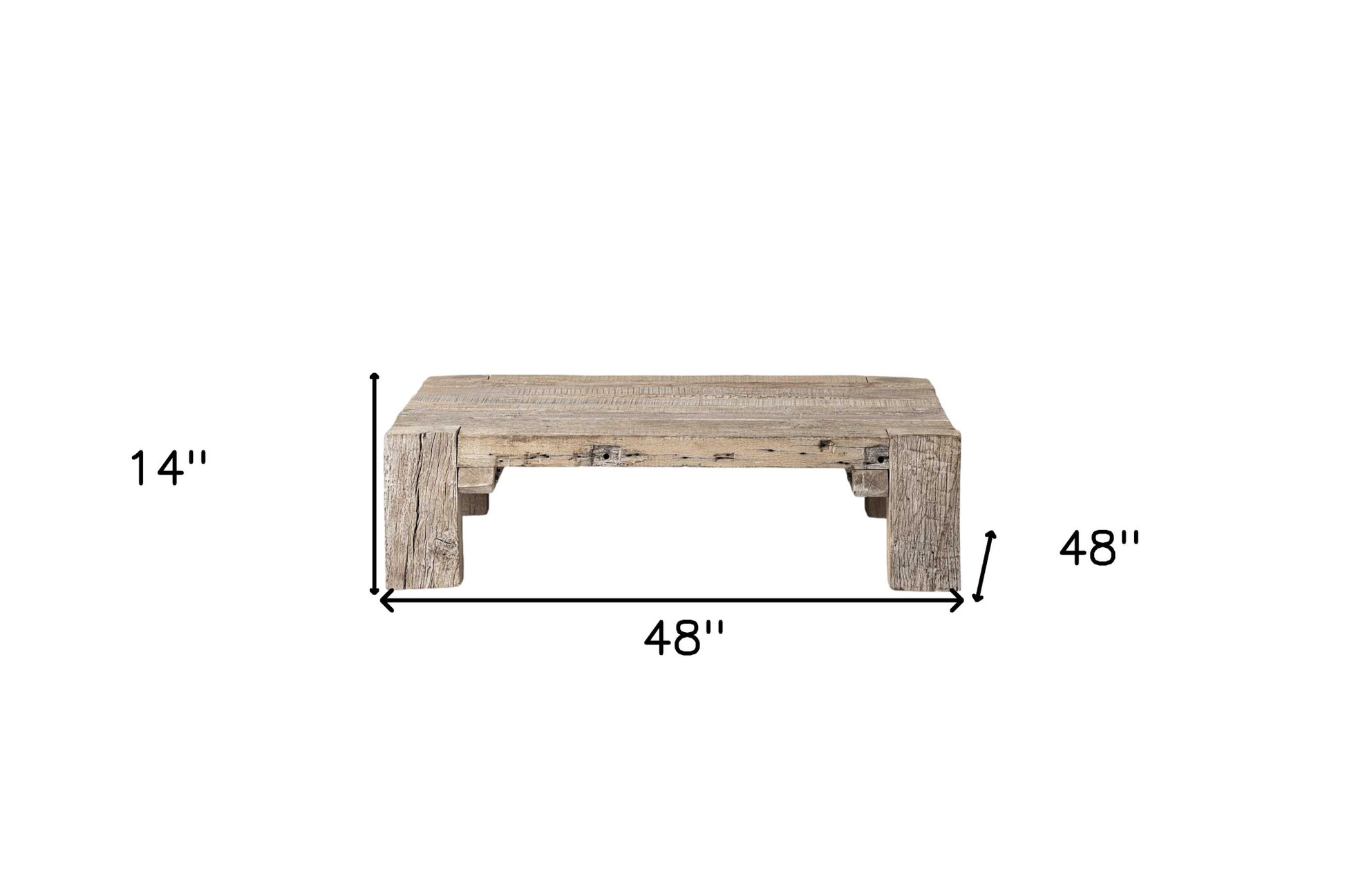 Natural Wood Distressed Coffee Table image 7