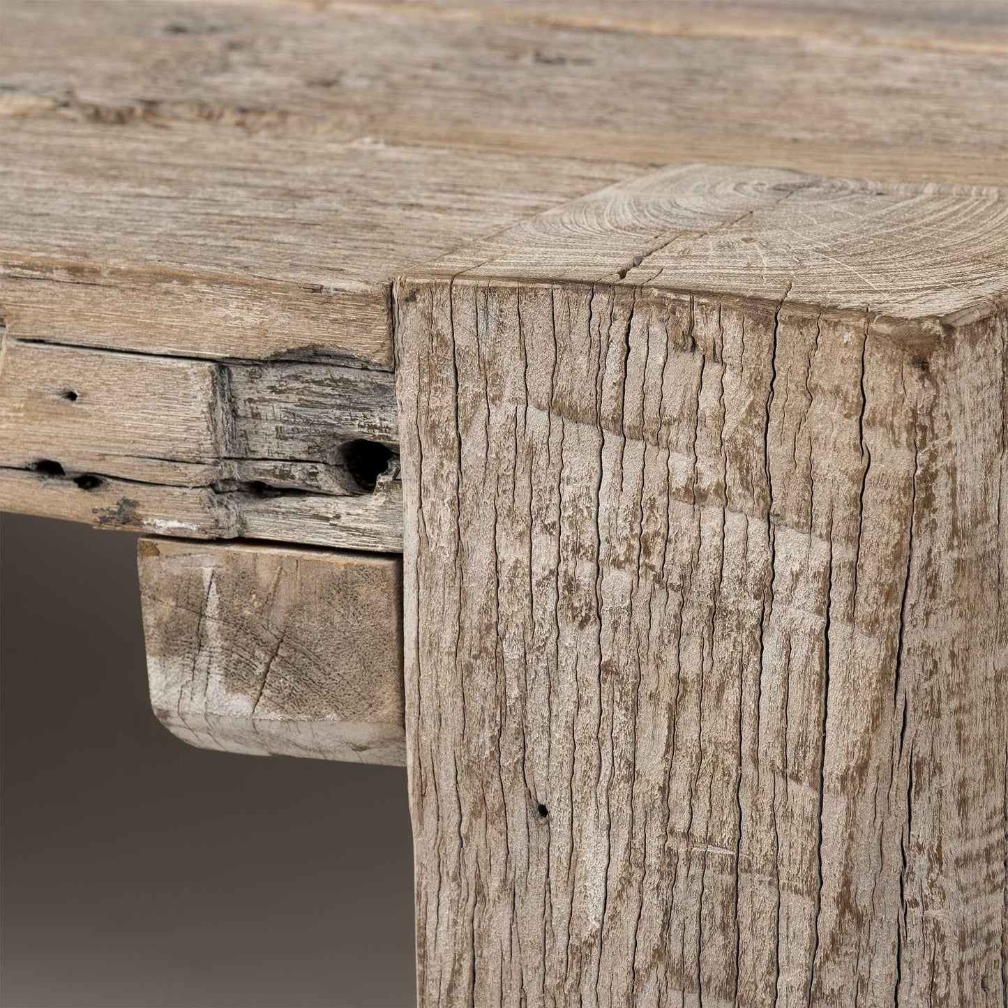 Natural Wood Distressed Coffee Table image 6